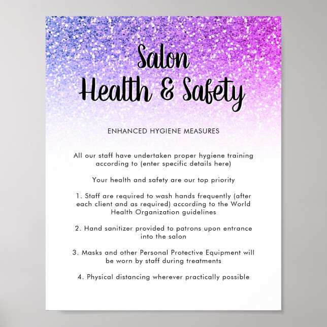 Salon Covid Health Safety Poster Mermaid Glitzer (Vorne)