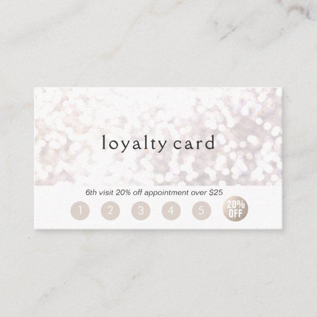 Salon Customer Loyalty 6 Punch Glitzer Bokek Treuekarte (Vorderseite)