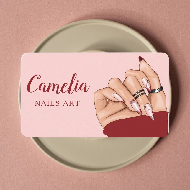 Salon d'artiste à ongles rouges Qr Code Carte de v (Créateur téléchargé)