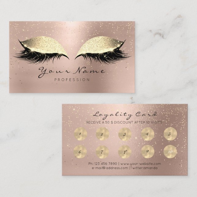 Salon de beauté Carte de fidélité Maquillage Café  (Devant / Derrière)