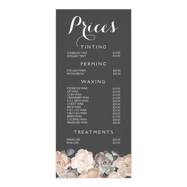 Salon de beauté des cheveux Beauticia Menu Prix (Devant)