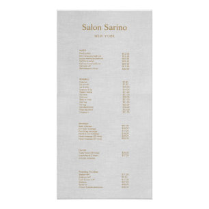 Salon de beauté gris simple Service Menu Poster