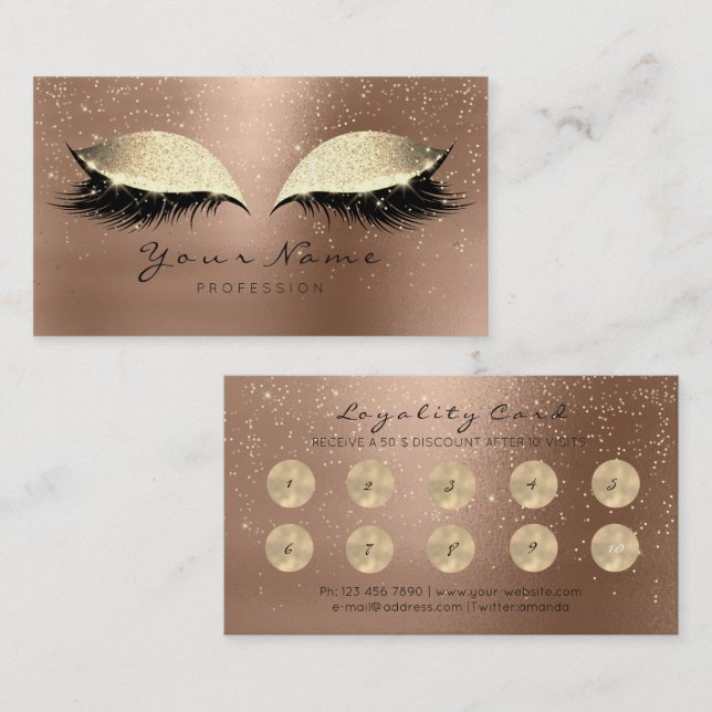 Salon de beauté Loyauté Carte maquillage Lashes Sk (Devant / Derrière)