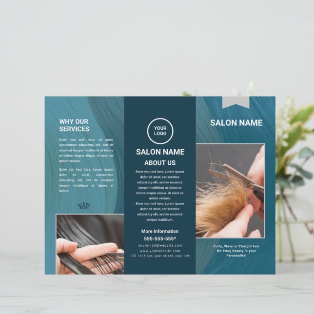 Salon de cheveux Brochure et Barbershop Trifold (Debout devant)