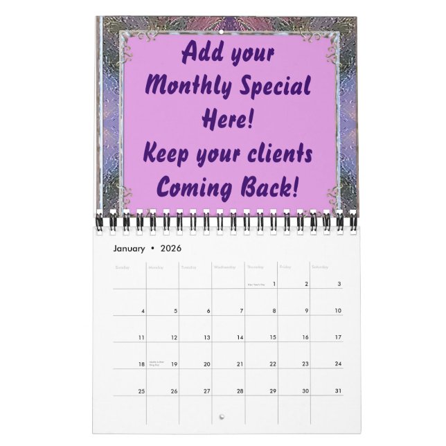 Salon de cheveux Entreprise Calendriers Clients Ca (Jan 2026)