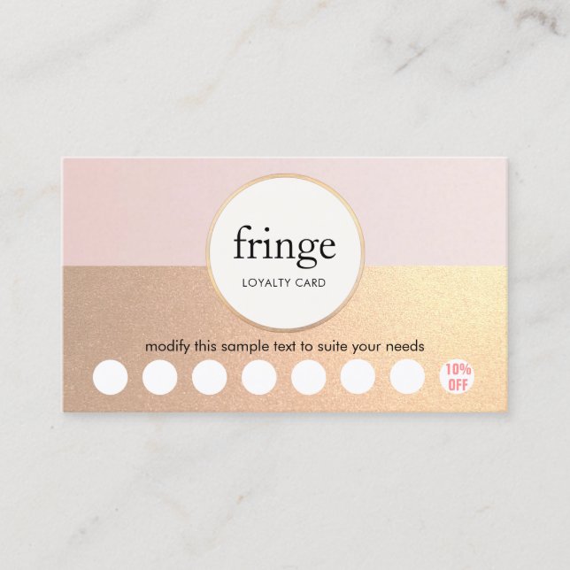 Salon de cheveux ROSE Or 8 Punch Fidélité (Devant)