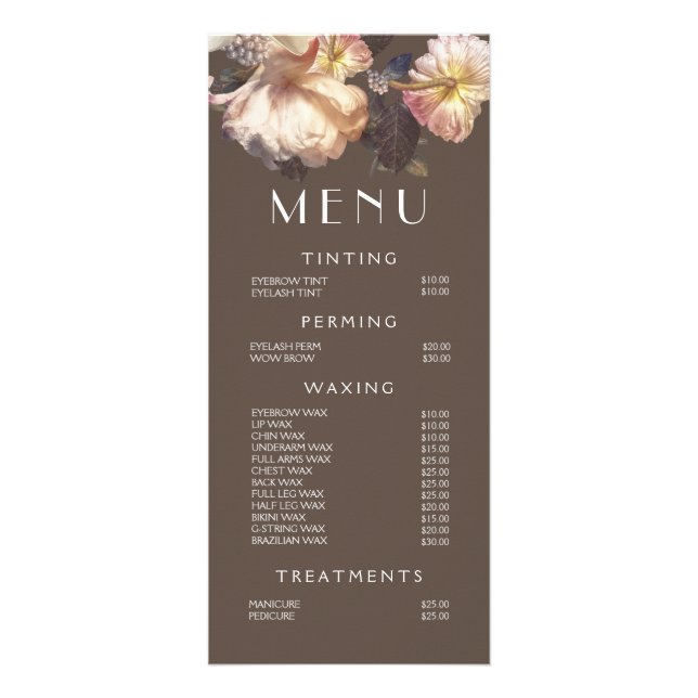 Salon de ongles de cheveux Beauticier Menu Floral  (Devant)