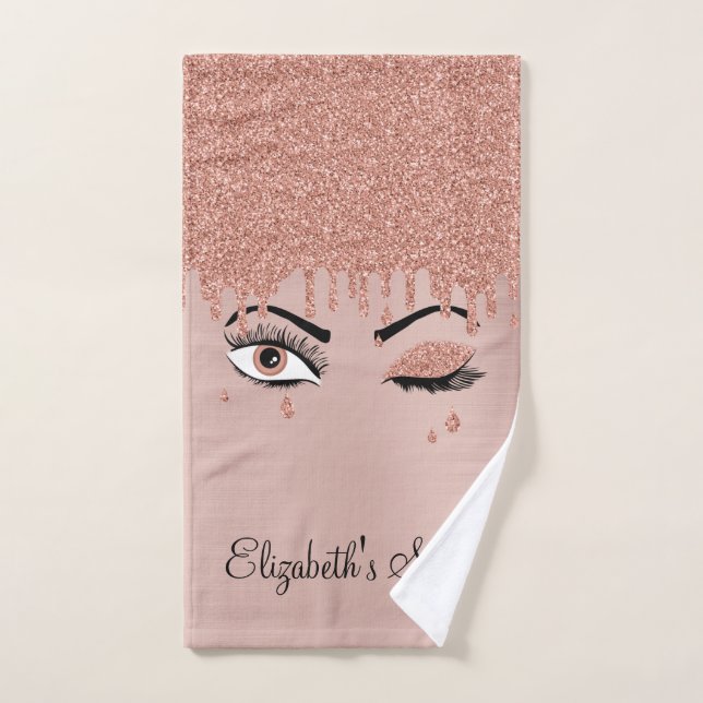 Salon de Parties scintillant rose Rose Gold Eyelas (Serviette à main)