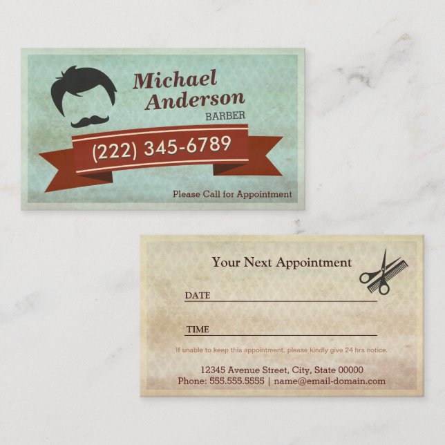 Salon de salon de coiffure - Carte de rendez-vous  (Devant / Derrière)