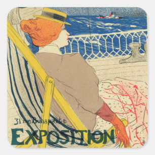 Salon des Cents von Toulouse Lautrec, Jugendstil Quadratischer Aufkleber