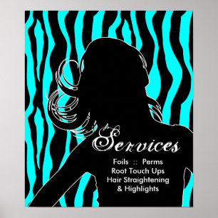 Salon des cheveux affiches Femme Blue Zebra