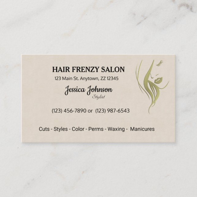 Salon des cheveux Cartes de visite de beauté (Devant)