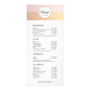 Salon d'or rose tendance Spa Liste de prix Service