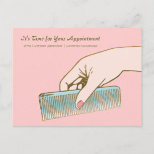 Salon Erinnerung Pink Gold Vintag Comb Postkarte