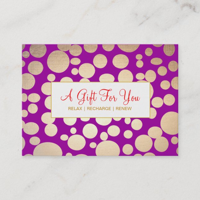 Salon et Spa Faux Gold Purple Certificat cadeau (Devant)