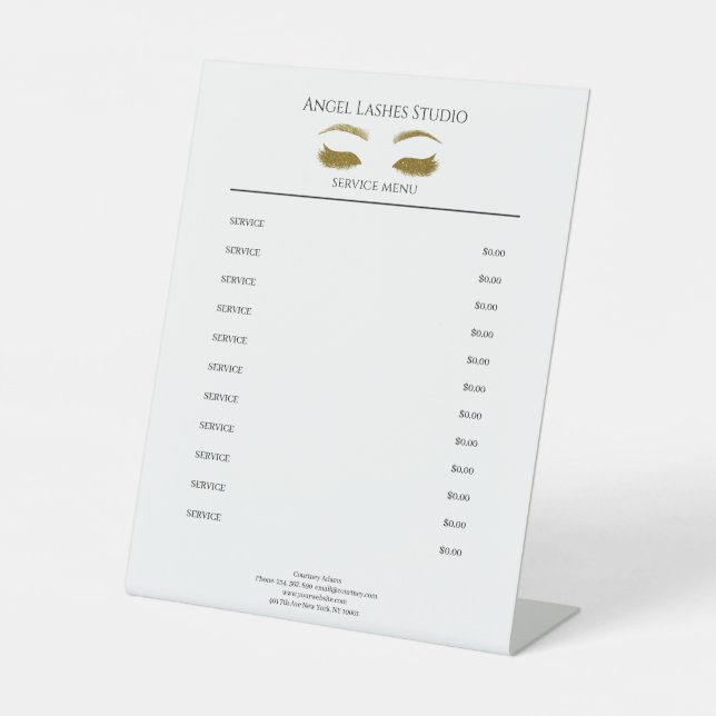Salon Eye Lashes Erweiterung Gold Sockelschild (Vorderseite)