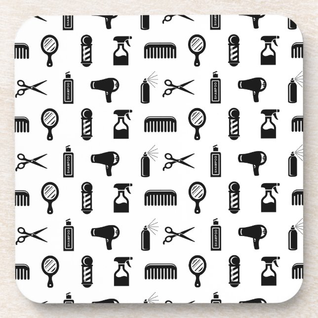 Salon & Friseur Muster CUSTOM FARBE Getränkeuntersetzer (Vorderseite)