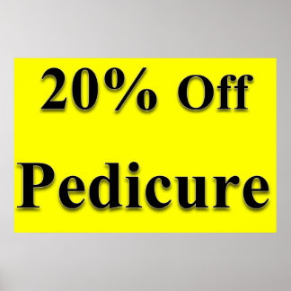 Salon-Friseurplakate 20% Rabatt auf Pediküre Gelb Poster