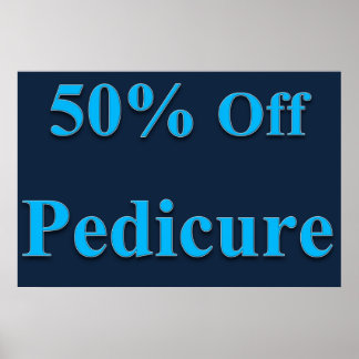 Salon-Friseurplakate 50% Rabatt auf Pediküre Blau Poster