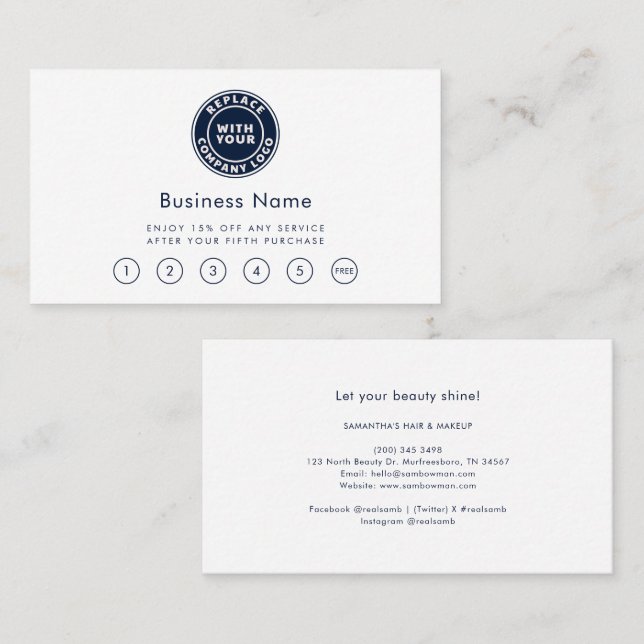 Salon für einfaches Business-Logo Treuekarte (Vorne/Hinten)