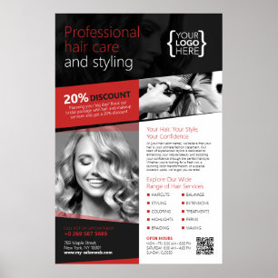 Salon für Schwarz und Rot, Frisör Poster