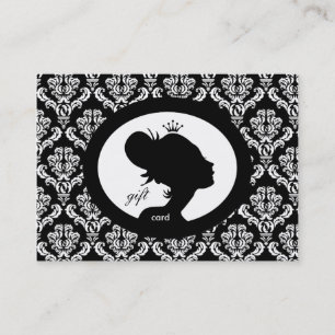 Salon-Geschenk-Karten-Kronen-Frauen-Silhouette BW Rabattkarte