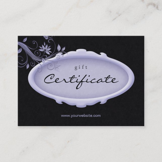 Salon-Geschenk-Zertifikat-Wellness-Center-lila Mit Rabattkarte (Vorderseite)