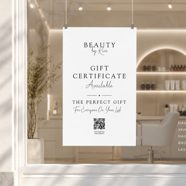 Salon-Geschenkgutschein-Promo-Poster mit QR-Code Poster (Salon Gift Certificate Promo Poster with QR Code)