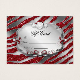 Salon Geschenkkarte Schmuck Zebra Xmas Red Silver