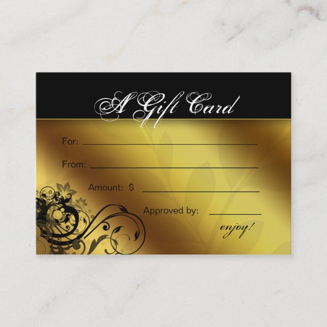 Salon Gift Card Spa Gold Floral Butterfly Frame Rabattkarte (Vorderseite)