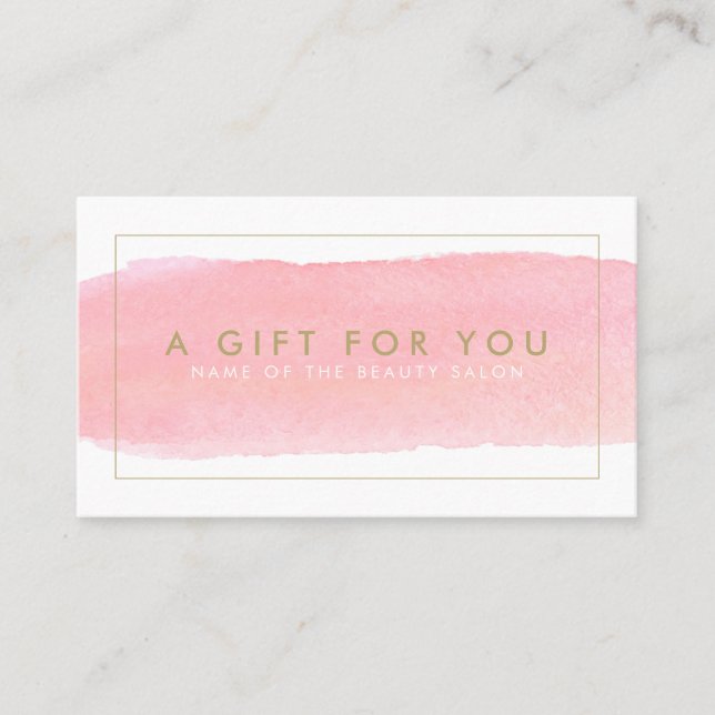 Salon Gift Card Wasserfarben Minimalistisch Modern Empfehlungskarte (Vorderseite)