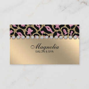 Salon Glitzer Leopard Gold Pink Business Card Visitenkarte