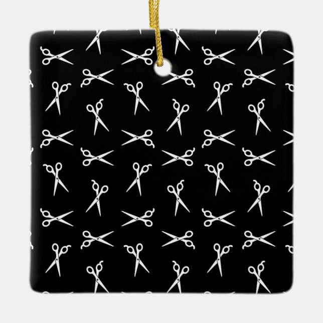 Salon Hair Scheren Print Pattern Barber Shears Keramikornament (Vorderseite)