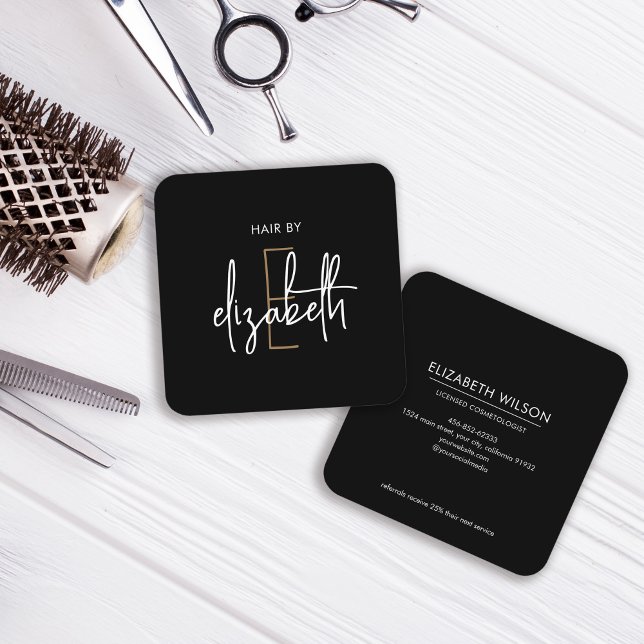 Salon Hair Stylist Makeup Beauty Quadratische Visitenkarte (Von Creator hochgeladen)
