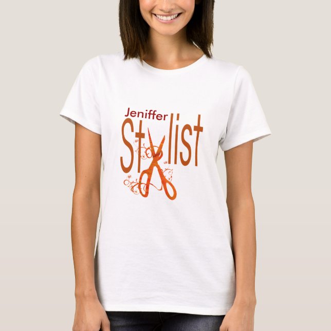 Salon Hair Stylist Uniform Business Beruf T-Shirt (Vorderseite)