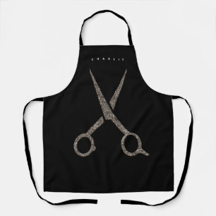 SALON Hair-Stylistin - moderne Schere, schwarze Sc Schürze