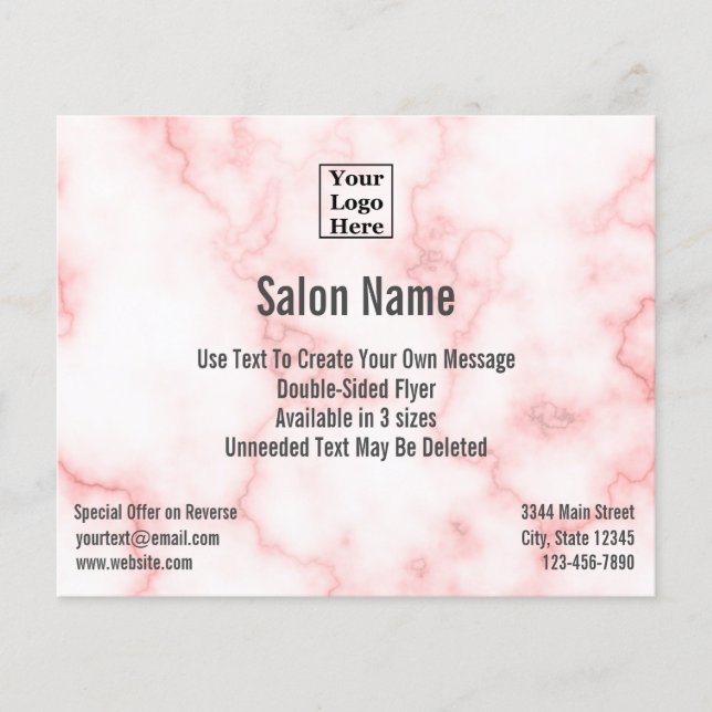 Salon Ihr Logo hier auf eleganten Imitaten Rosa Ma Flyer (Vorne)