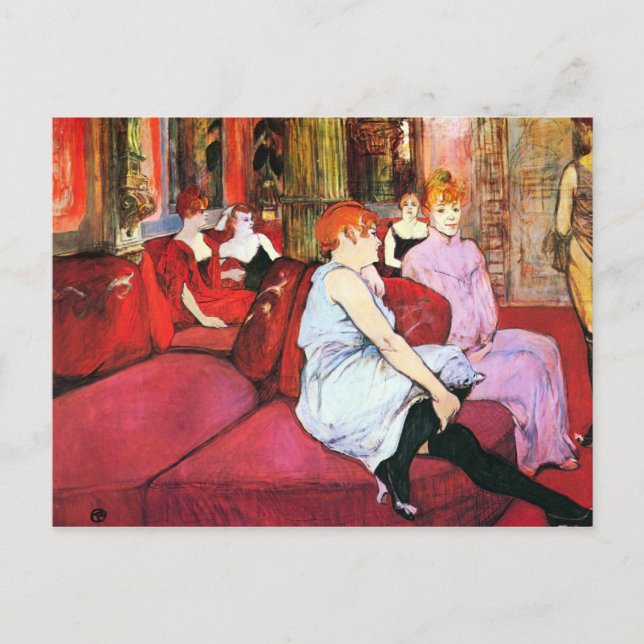Salon in der Rue de Moulins von Toulouse-Lautrec Postkarte (Vorderseite)