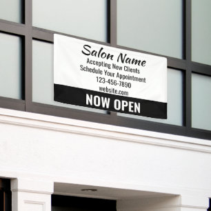 Salon jetzt geöffnet, neue Kunden willkommen, Term Banner