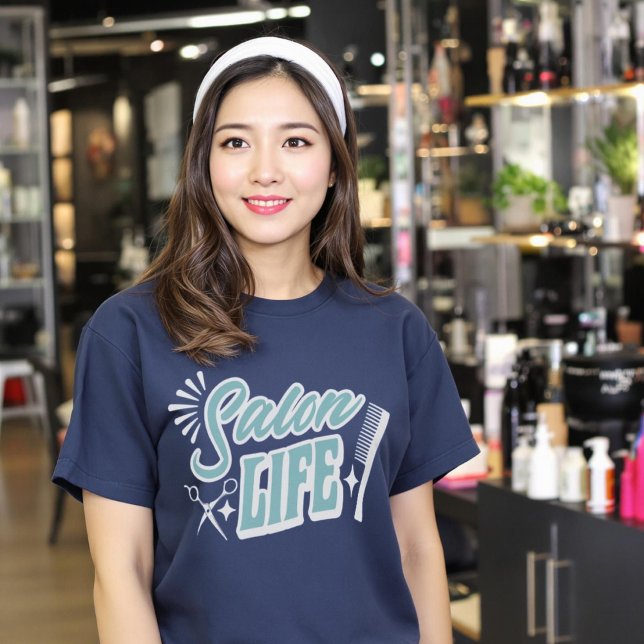 Salon Life Hair Stylist Geschenk für Haartrockner  T-Shirt (Salon Life Hair Stylist Gift for Hair Dresser Blue T-Shirt.)