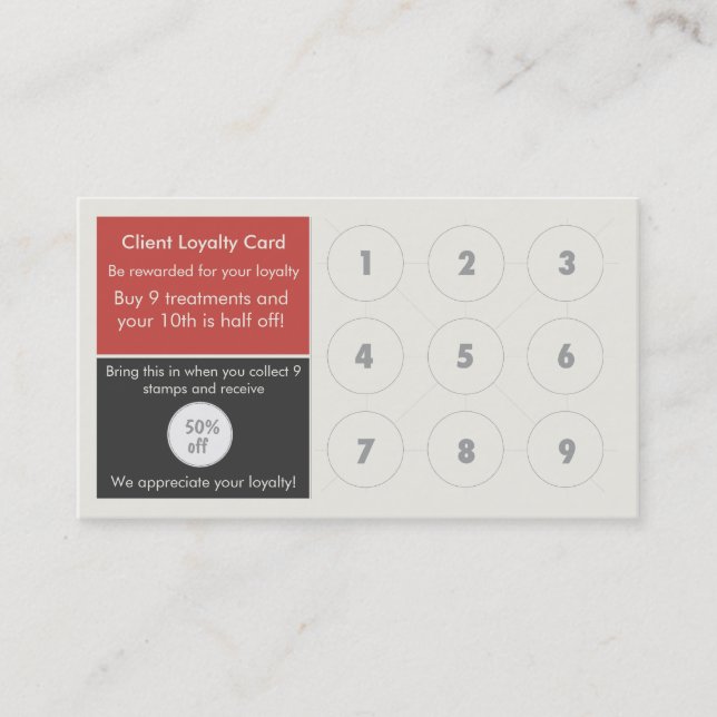 Salon Loyalty Business Card Briefmarke Karte (Vorderseite)