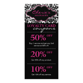 Salon Marketing Cards Damask Pink Floral Werbekarte