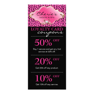 Salon Marketing Cards Leopard Schmuck Pink Gold Werbekarte