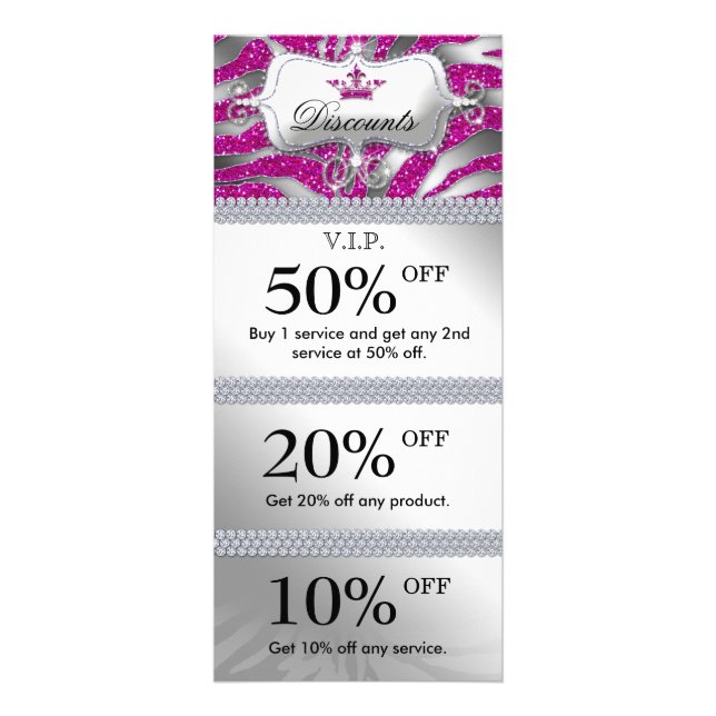 Salon Marketing Cards Schmuck Crown Sparkle Pink 2 Werbekarte (Vorne)