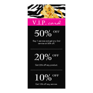 Salon Marketing Cards Zebra Rosa Blonde Tanning Werbekarte