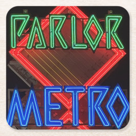Salon Metro Neonlicht-Reklame Rechteckiger Pappuntersetzer
