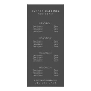 Salon minimaliste gris foncé Tarifs Menu Service
