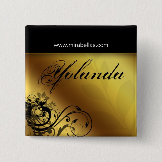 Salon Name Tag Taste Brooch Goldschmetterling Blum Button (Vorderseite)