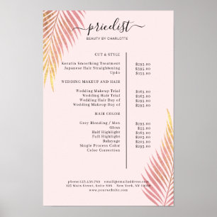 Salon Palm, Blätter, Preisliste Poster