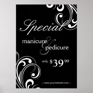 Salon Poster Wellness-Center Black & White Wirbel